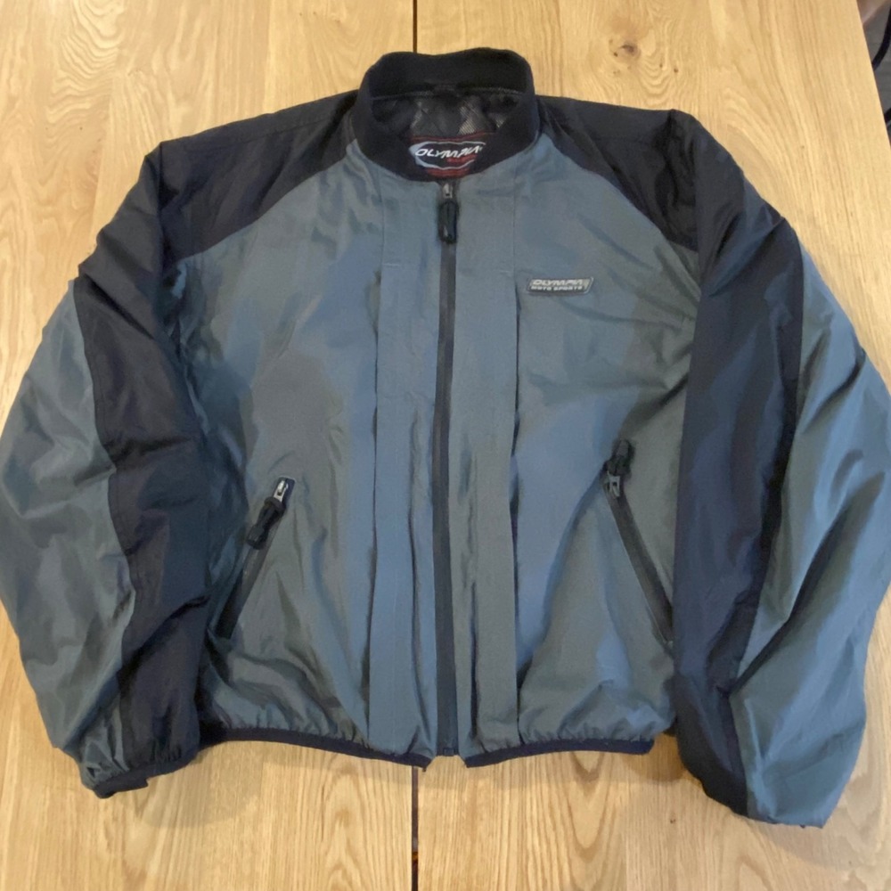 Olympia Moto Sports Jacket Men's 2XL Silver Mesh Lined Pockets Full‎ Zip Jacket